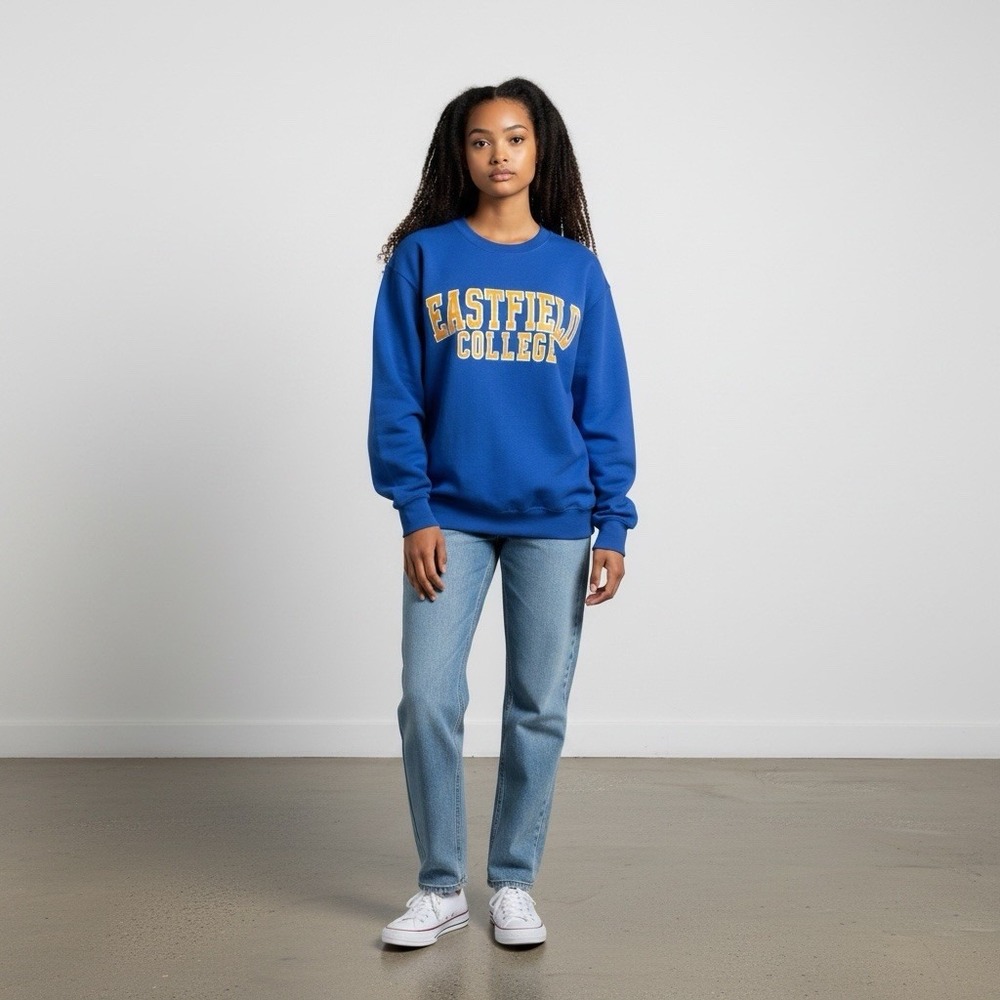 MV SPORT Blue Womens Pullover Sweater Eastfield College sweatshirt Size Medium
